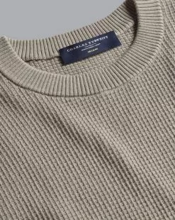 CHARLES TYRWHITT Cotton Merino Waffle Crew Neck - T