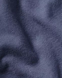 CHARLES TYRWHITT Combed Cotton Zip Neck Sweater - Heather B -Charles Tyrwhitt Shop KNJ0440HEB FABRIC DETAIL