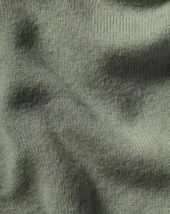 CHARLES TYRWHITT Combed Cotton Zip Neck Sweater - Sage Green -Charles Tyrwhitt Shop KNJ0440SGE FABRIC DETAIL