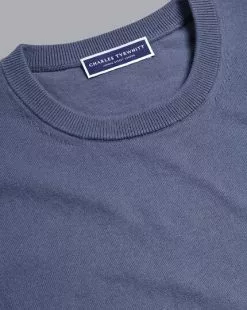 CHARLES TYRWHITT Combed Cotton Crew Neck Sweater - Dark Heather B
