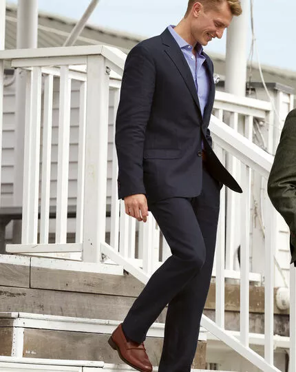 CHARLES TYRWHITT Linen Pants - Dark Navy 8 CHARLES TYRWHITT Linen Pants - Dark Navy - Image 6