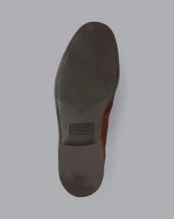 CHARLES TYRWHITT Rubber Sole Suede Derby Shoes - Walnut Brown -Charles Tyrwhitt Shop SHB0269WBR BOTTOM