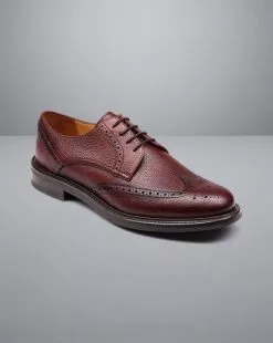CHARLES TYRWHITT Leather Grain Derby Brogue Shoes - Chestnut Brown -Charles Tyrwhitt Shop SHB0270CBR FRONT