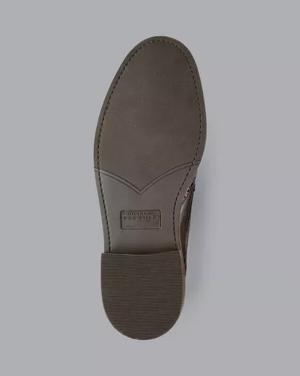 CHARLES TYRWHITT Rubber Sole Leather Derby Brogue Shoes - Dark Ch 6 CHARLES TYRWHITT Rubber Sole Leather Derby Brogue Shoes - Dark Ch - Image 4