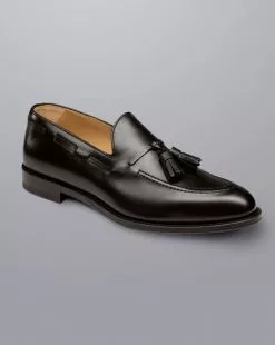 CHARLES TYRWHITT Leather Tassel Loafers - Black -Charles Tyrwhitt Shop SHB0272BLK FRONT