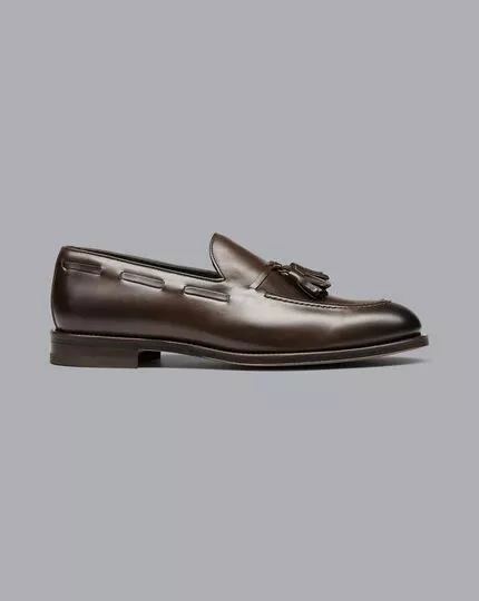 CHARLES TYRWHITT Leather Tassel Loafers - Dark Ch 3 CHARLES TYRWHITT Leather Tassel Loafers - Dark Ch
