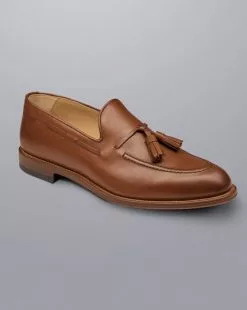 CHARLES TYRWHITT Leather Tassel Loafers - Walnut Brown -Charles Tyrwhitt Shop SHB0272WBR FRONT