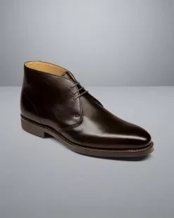 CHARLES TYRWHITT Leather Chukka Boots - Dark Ch -Charles Tyrwhitt Shop SHB0275DCL FRONT