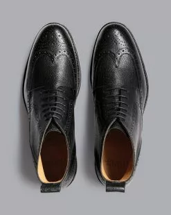 CHARLES TYRWHITT Leather Brogue Boots - Black 9 CHARLES TYRWHITT Leather Brogue Boots - Black -Charles Tyrwhitt Shop SHB0276BLK TOP