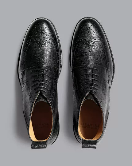 CHARLES TYRWHITT Leather Brogue Boots - Black 5 CHARLES TYRWHITT Leather Brogue Boots - Black - Image 3