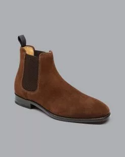CHARLES TYRWHITT Suede Chelsea Boots - Walnut Brown -Charles Tyrwhitt Shop SHC0229TAN FRONT