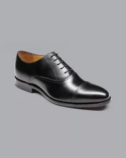 CHARLES TYRWHITT Leather Oxford Shoes - Black -Charles Tyrwhitt Shop SHC0246BLK FRONT