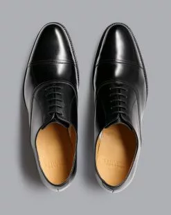 CHARLES TYRWHITT Leather Oxford Shoes - Black -Charles Tyrwhitt Shop SHC0246BLK TOP