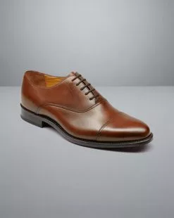 CHARLES TYRWHITT Leather Oxford Shoes - Dark Tan -Charles Tyrwhitt Shop SHC0246DTN FRONT