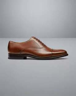 CHARLES TYRWHITT Leather Oxford Shoes - Dark Tan