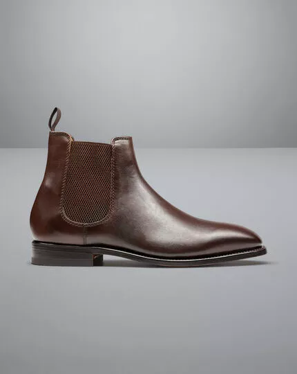 CHARLES TYRWHITT Leather Chelsea Boots - Dark Ch 3 CHARLES TYRWHITT Leather Chelsea Boots - Dark Ch