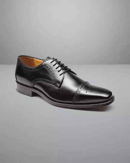 CHARLES TYRWHITT Square Toe Derby Brogue Shoes - Black 5 CHARLES TYRWHITT Square Toe Derby Brogue Shoes - Black - Image 3