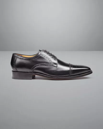 CHARLES TYRWHITT Square Toe Derby Brogue Shoes - Black 3 CHARLES TYRWHITT Square Toe Derby Brogue Shoes - Black