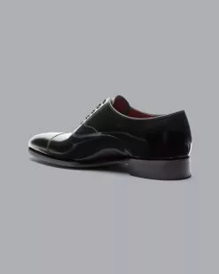 CHARLES TYRWHITT Made In England High-Shine Leather Oxford Shoes - Black -Charles Tyrwhitt Shop SHL0209BLK FRONT