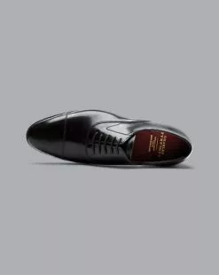 CHARLES TYRWHITT Made In England High-Shine Leather Oxford Shoes - Black -Charles Tyrwhitt Shop SHL0209BLK TOP ALT