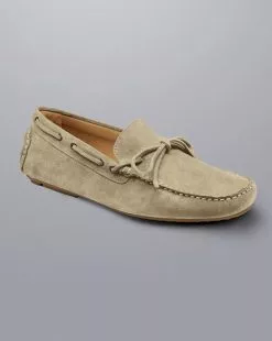 CHARLES TYRWHITT Suede Driving Loafers - Ston 10 CHARLES TYRWHITT Suede Driving Loafers - Ston -Charles Tyrwhitt Shop SHW0200STN FRONT
