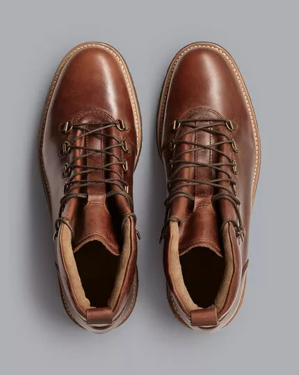 CHARLES TYRWHITT Leather Rubber Sole Boots - Brown 5 CHARLES TYRWHITT Leather Rubber Sole Boots - Brown - Image 3