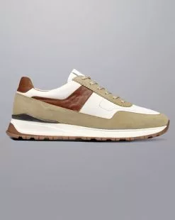 CHARLES TYRWHITT Leather And Suede Sneakers - Cream & Dark San