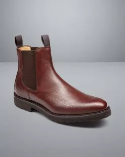 CHARLES TYRWHITT Leather Grain Chelsea Boots - Chestnut Brown 8 CHARLES TYRWHITT Leather Grain Chelsea Boots - Chestnut Brown -Charles Tyrwhitt Shop SHW0245CBR FRONT