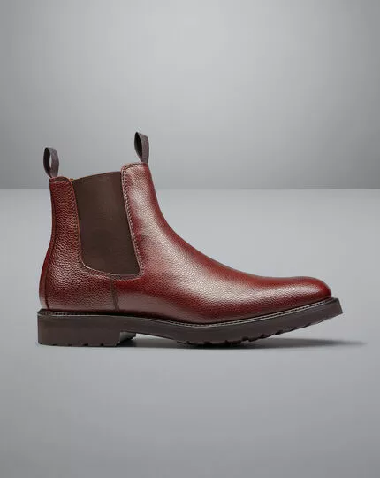 CHARLES TYRWHITT Leather Grain Chelsea Boots - Chestnut Brown 3 CHARLES TYRWHITT Leather Grain Chelsea Boots - Chestnut Brown