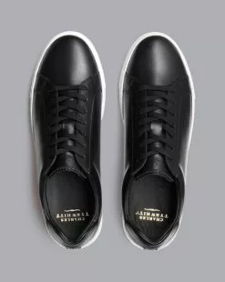 CHARLES TYRWHITT Leather Sneakers - Black -Charles Tyrwhitt Shop SHW0246BLK TOP