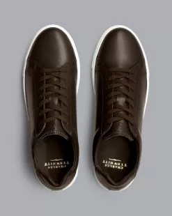 CHARLES TYRWHITT Leather Sneakers - Dark Ch 9 CHARLES TYRWHITT Leather Sneakers - Dark Ch -Charles Tyrwhitt Shop SHW0246DCL TOP