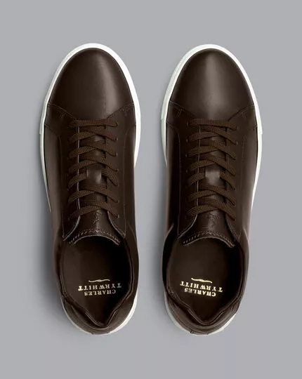 CHARLES TYRWHITT Leather Sneakers - Dark Ch 5 CHARLES TYRWHITT Leather Sneakers - Dark Ch - Image 3