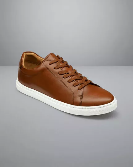 CHARLES TYRWHITT Leather Sneakers - Dark Tan 6 CHARLES TYRWHITT Leather Sneakers - Dark Tan - Image 4