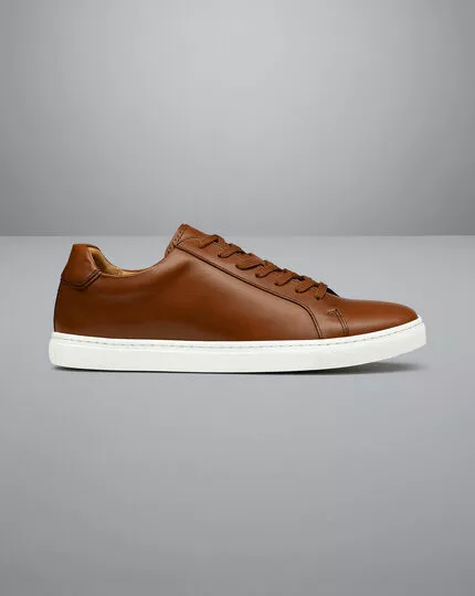 CHARLES TYRWHITT Leather Sneakers - Dark Tan 3 CHARLES TYRWHITT Leather Sneakers - Dark Tan