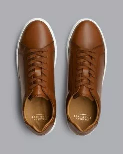 CHARLES TYRWHITT Leather Sneakers - Dark Tan 9 CHARLES TYRWHITT Leather Sneakers - Dark Tan -Charles Tyrwhitt Shop SHW0246DTN TOP