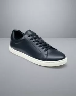 CHARLES TYRWHITT Leather Sneakers - Navy 10 CHARLES TYRWHITT Leather Sneakers - Navy -Charles Tyrwhitt Shop SHW0246NAV FRONT