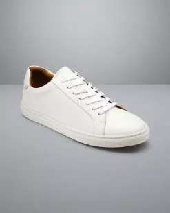 CHARLES TYRWHITT Leather Sneakers - Wh -Charles Tyrwhitt Shop SHW0246WHT FRONT