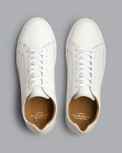 CHARLES TYRWHITT Leather Sneakers - Wh -Charles Tyrwhitt Shop SHW0246WHT TOP