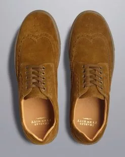CHARLES TYRWHITT Suede Brogue Sneakers - Tobacco Brown -Charles Tyrwhitt Shop SHW0250TBR TOP