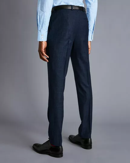 CHARLES TYRWHITT Textured Tonal Check Business Suit Pants - Midnight B 4 CHARLES TYRWHITT Textured Tonal Check Business Suit Pants - Midnight B - Image 2