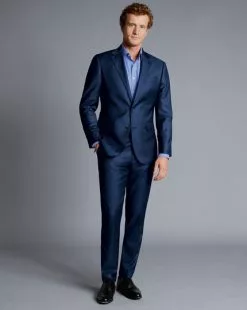 CHARLES TYRWHITT Natural Stretch Twill Suit - Royal B 11 CHARLES TYRWHITT Natural Stretch Twill Suit - Royal B -Charles Tyrwhitt Shop SUB0548RYL MODEL FRONT