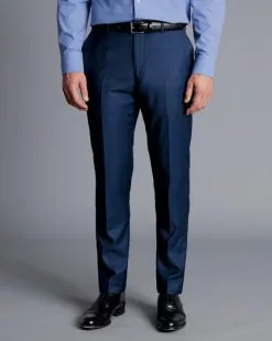 CHARLES TYRWHITT Natural Stretch Twill Suit - Royal B 14 CHARLES TYRWHITT Natural Stretch Twill Suit - Royal B -Charles Tyrwhitt Shop SUB0549RYL TROUSER FRONT 1