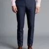 CHARLES TYRWHITT Texture Suit Pants - Denim B -Charles Tyrwhitt Shop SUB0555DEN TROUSER FRONT