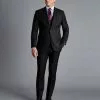 CHARLES TYRWHITT Natural Stretch Twill Suit - Black -Charles Tyrwhitt Shop SUB60BLK MODEL WAISTCOAT