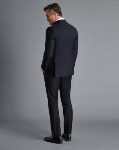 CHARLES TYRWHITT Natural Stretch Twill Suit - Navy -Charles Tyrwhitt Shop SUB60NAV MODEL BACK