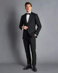 CHARLES TYRWHITT Peak Lapel Tuxedo - Black  -Charles Tyrwhitt Shop SUD0033BLK MODEL FULL ALT
