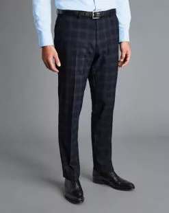 CHARLES TYRWHITT Windowpane Check Suit Pants - Navy