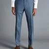 CHARLES TYRWHITT Sharkskin Suit Pants - Cornflower B -Charles Tyrwhitt Shop SUE0262CFW TROUSER FRONT