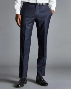 CHARLES TYRWHITT Italian Luxury Narrow Stripe Suit Pants - Dark Navy