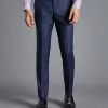 CHARLES TYRWHITT Italian Luxury Textured Suit Pants - Indigo B -Charles Tyrwhitt Shop SUE0267IDG TROUSER FRONT